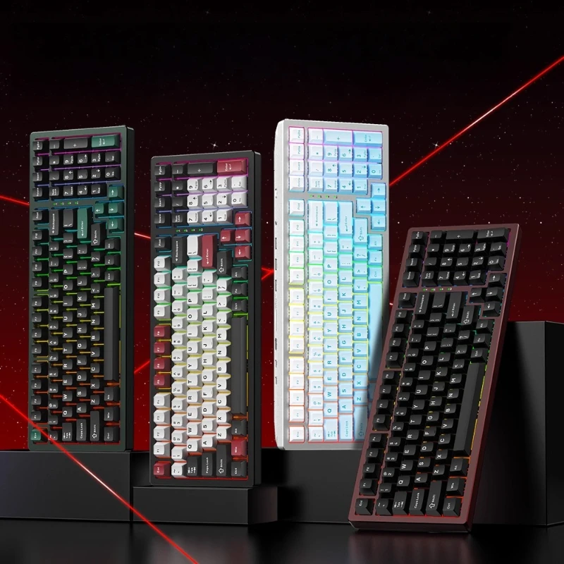 Teclado mecánico FH98 trimododo intercambiable en caliente RGB personalizado CNC Teclado ergonómico de aluminio accesorios de oficina para juegos regalo - imagen 4