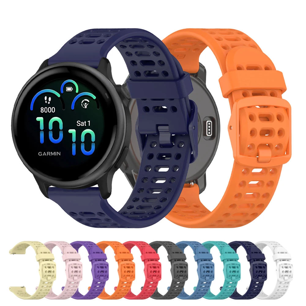 Correa de silicona para reloj Garmin Forerunner 165 245 255 Band Vivoactive 6 5 4/Active 5, repuesto de pulsera, bandas transpirables, 22 y 20mm