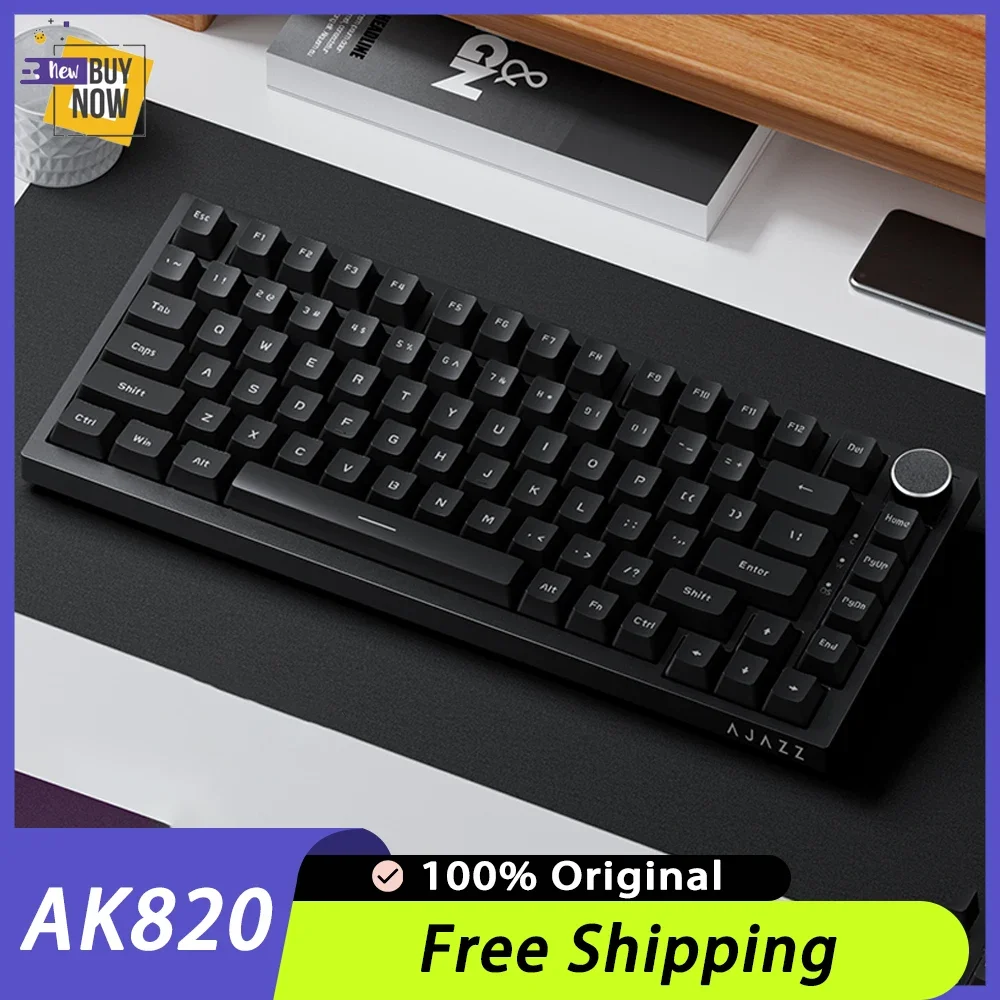 AJAZZ AK820 Pro teclado mecánico personalizado de tres modos de intercambio en caliente junta de pantalla TFT perilla multifuncional teclado para juegos RGB Oficina