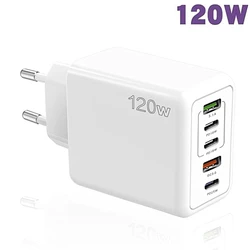 Cargador USB-C 120 W con Carga Rápida PD y QC 3.0