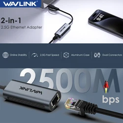 WAVLINK USB C a 2,5G adaptador Gigabit Ethernet externo tipo C a tarjeta de red 5G RJ45 LAN 2,5 Gbps convertidor USB 3,0 para Mac OS