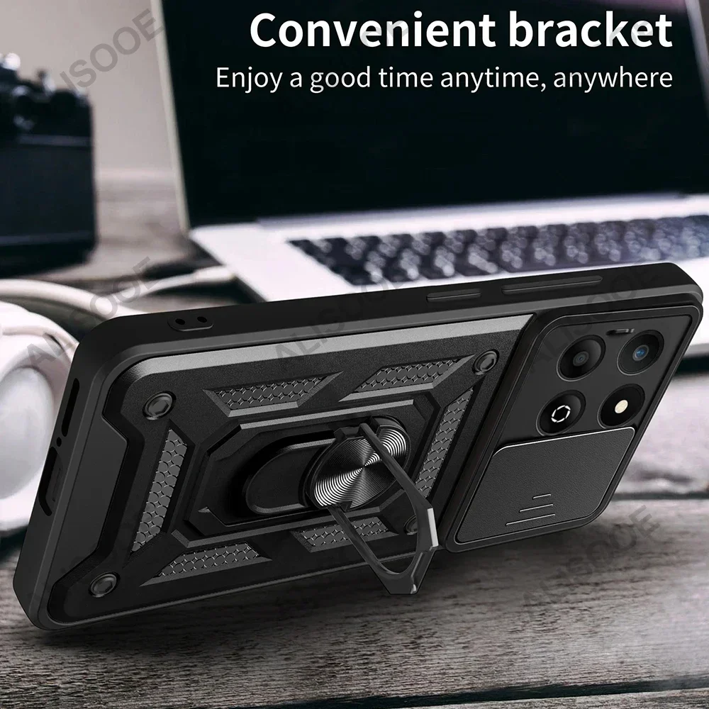 Funda para Honor X8C X7C 4G, Funda deslizante para lente de cámara, soporte de anillo, Funda de teléfono a prueba de golpes para Honor X7C Capa - imagen 4