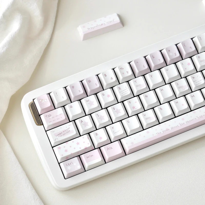 Juego de teclas rosas con tema de susurro, sublimación Pbt, perfil de cereza, teclas originales personalizadas hechas a mano para regalo de teclado mecánico