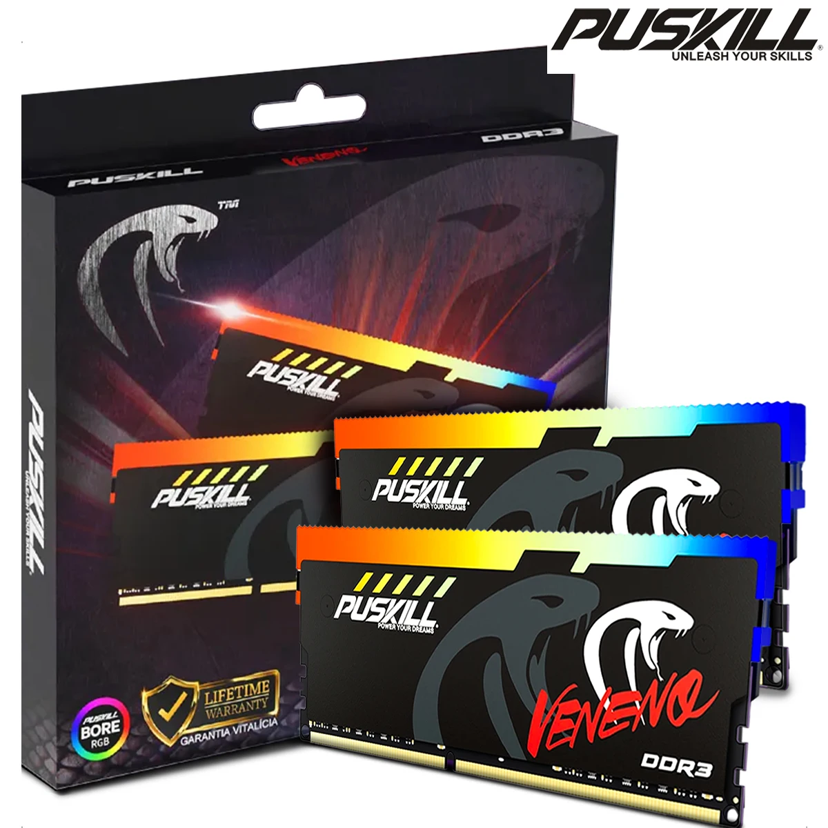 Memoria PUSKILL RAM RGB DDR3 8GBx2 1600MHz 12800S Udimm de doble canal DIMM Carneros de memoria de escritorio