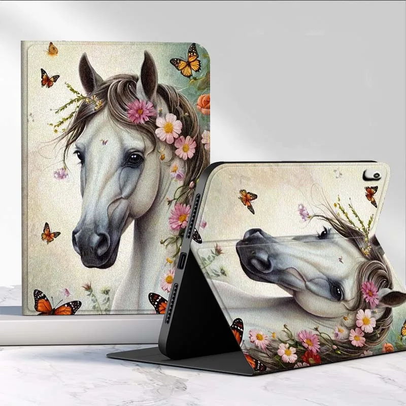 Funda con diseño de caballo genial para iPad Pro Mini 1, 2, 3, 4, 5, 6, 7, 7. a generación, 12,9, 10,5, 13, 11, 7,9, 8,3, M4 pulgadas - imagen 2