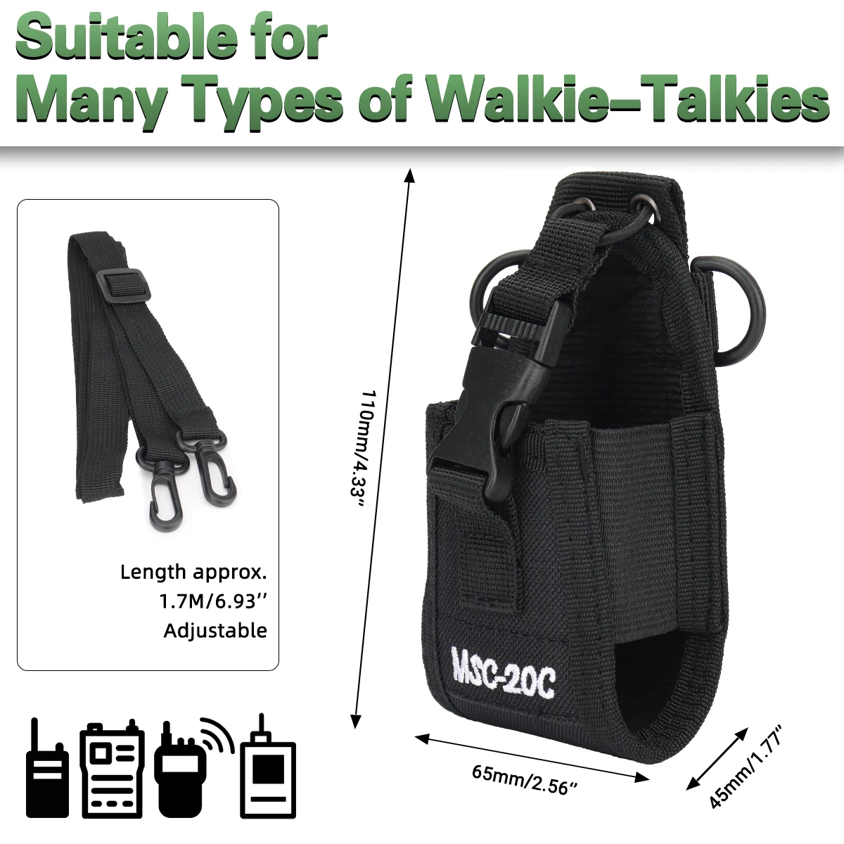 MSC 20 táctico Molle Radio Walkie Talkie bolsa riñonera soporte bolsillo portátil interfono funda bolsa de transporte para caza - imagen 2