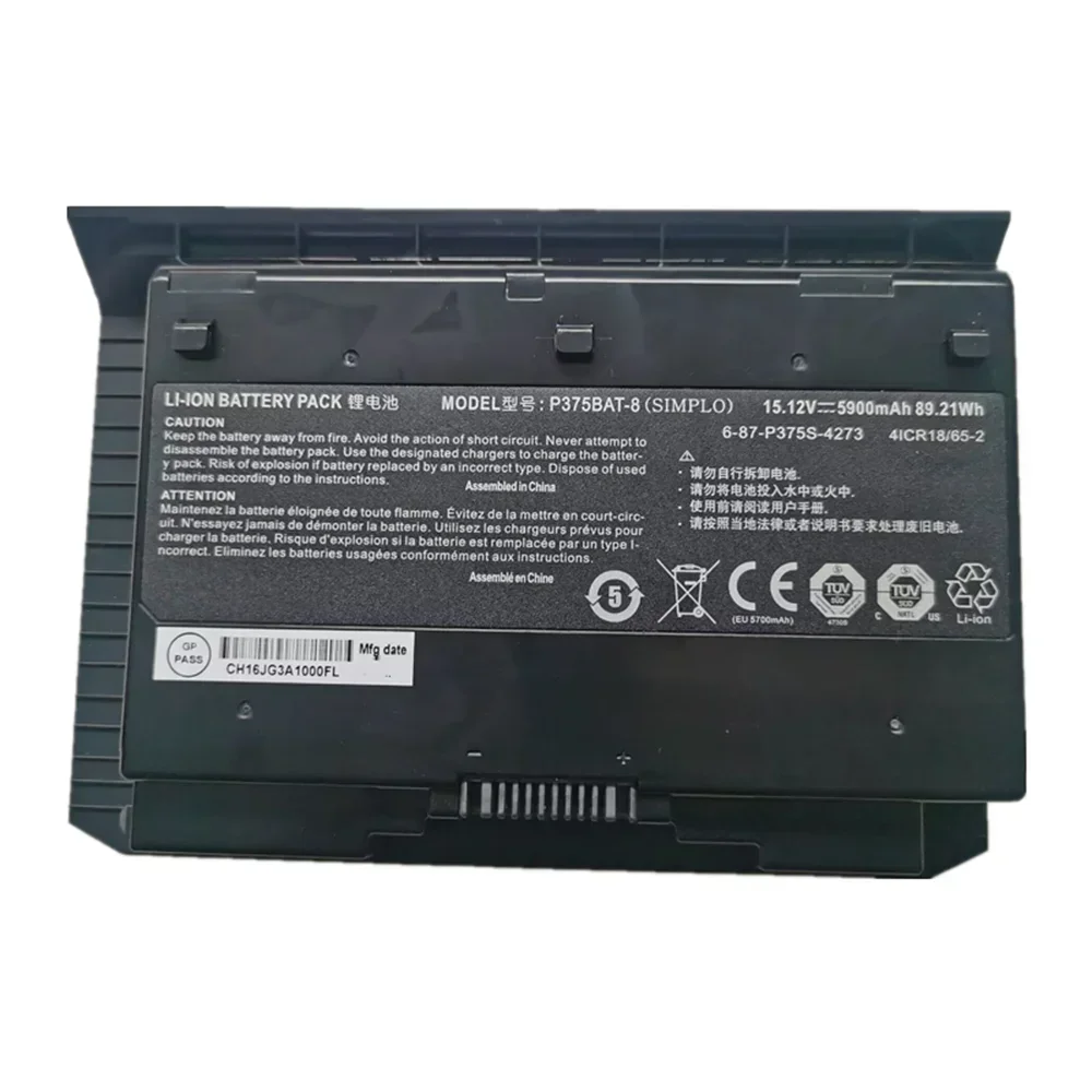 Nueva batería Original y genuina para ordenador portátil P375BAT-8 15,12 V 89.21Wh para Clevo Sager NP9390 P375S Series 6-87-P375S-4271, etc. etc. - imagen 3