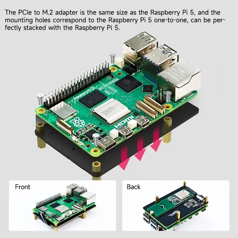 Raspberry Pi 5 PCIE dedicado a M.2 NVME SSD Placa de expansión de unidad de estado sólido 2230 2242 2260 2280 compatible con enfriador activo Pi5 - imagen 5
