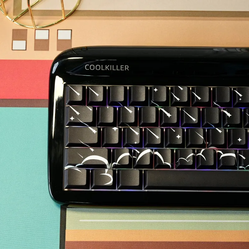 Teclas de meteorito con perfil de cereza, Material PBT, juego completo pequeño para teclado mecánico personalizado, KIT de lluvia de meteoros negra - imagen 5