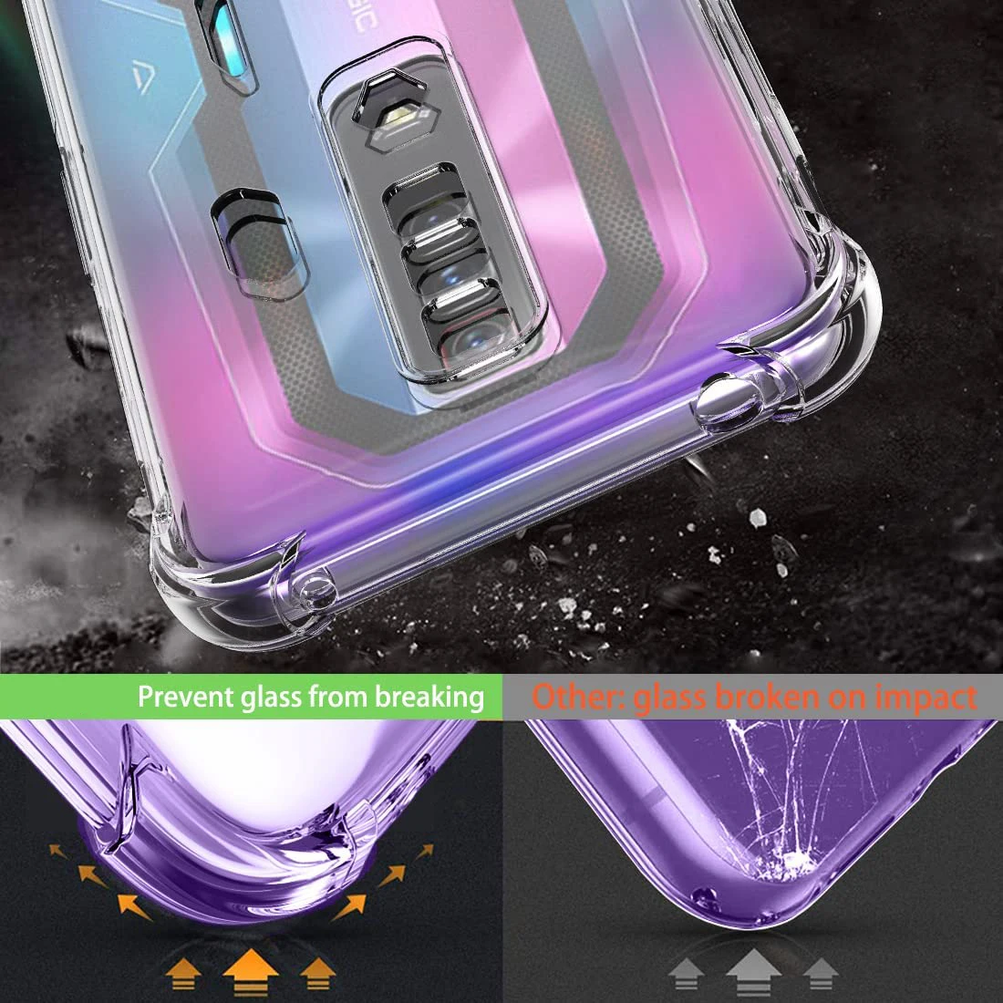 Funda para Red Magic7 NX679J con esquinas reforzadas, cubierta transparente a prueba de golpes con soporte de anillo para ZTE Nubia Red Magic 7 Pro NX709J - imagen 5