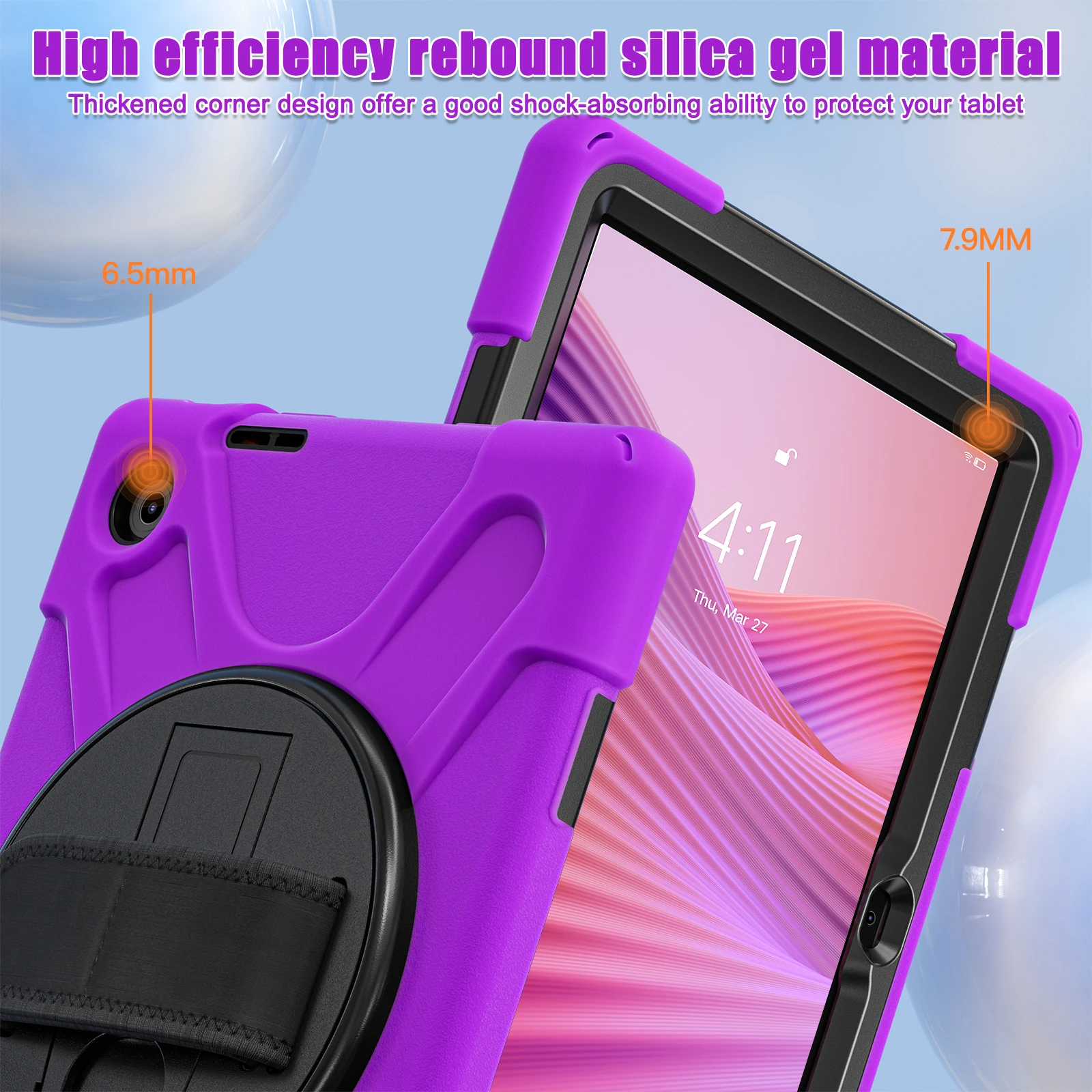 Funda resistente para Lenovo Tab 10,1 pulgadas 2025 K10C TB-311XU TB-311FU soporte giratorio 360 cubierta resistente con correa de mano y hombro - imagen 5