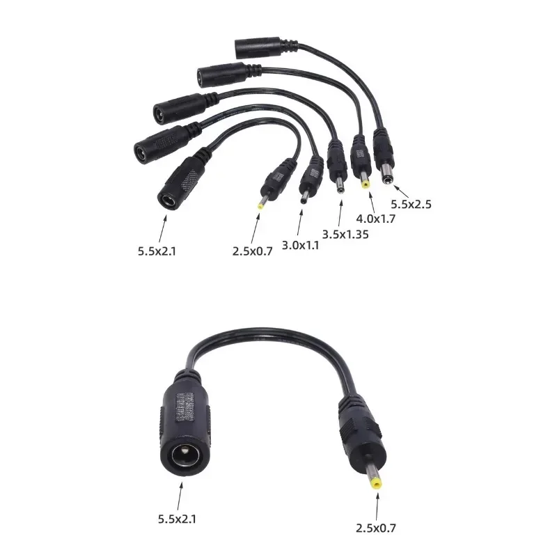 1 x DC-Stromkabel, Stecker auf Buchse, Adapter 5,5 x 2,1 Buchse auf 5,5 x 2,5 mm, 3,0 x 1,1 mm, 2,5 x 0,7 mm, 3,5 x 1,35 mm, 4,0 x 1,7 mm Stecker - imagen 5