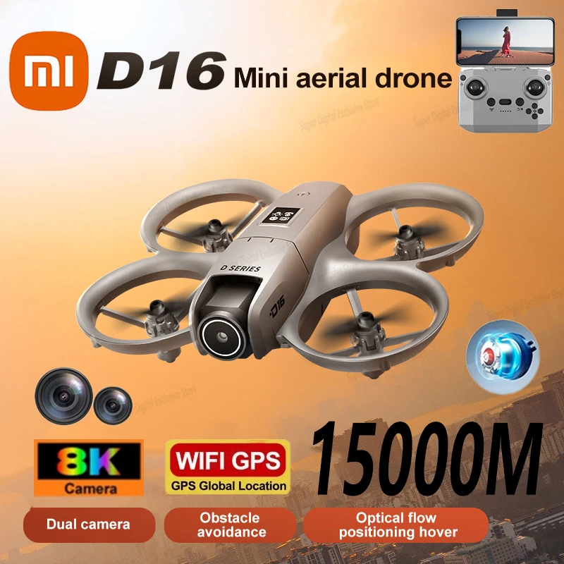 Mini Drone Xiaomi D16 8K 180 °   Quadcopter teledirigido para evitar obstáculos de flujo óptico con cámara dual eléctricamente ajustable ﻿ - imagen 2
