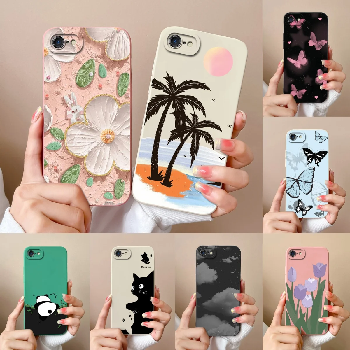 Funda de caramelo para iPhone 7 8 Plus iPhone SE X XR XS Max iPhone6, funda de teléfono Beach Sky, parachoques de protección de lente de silicona líquida suave