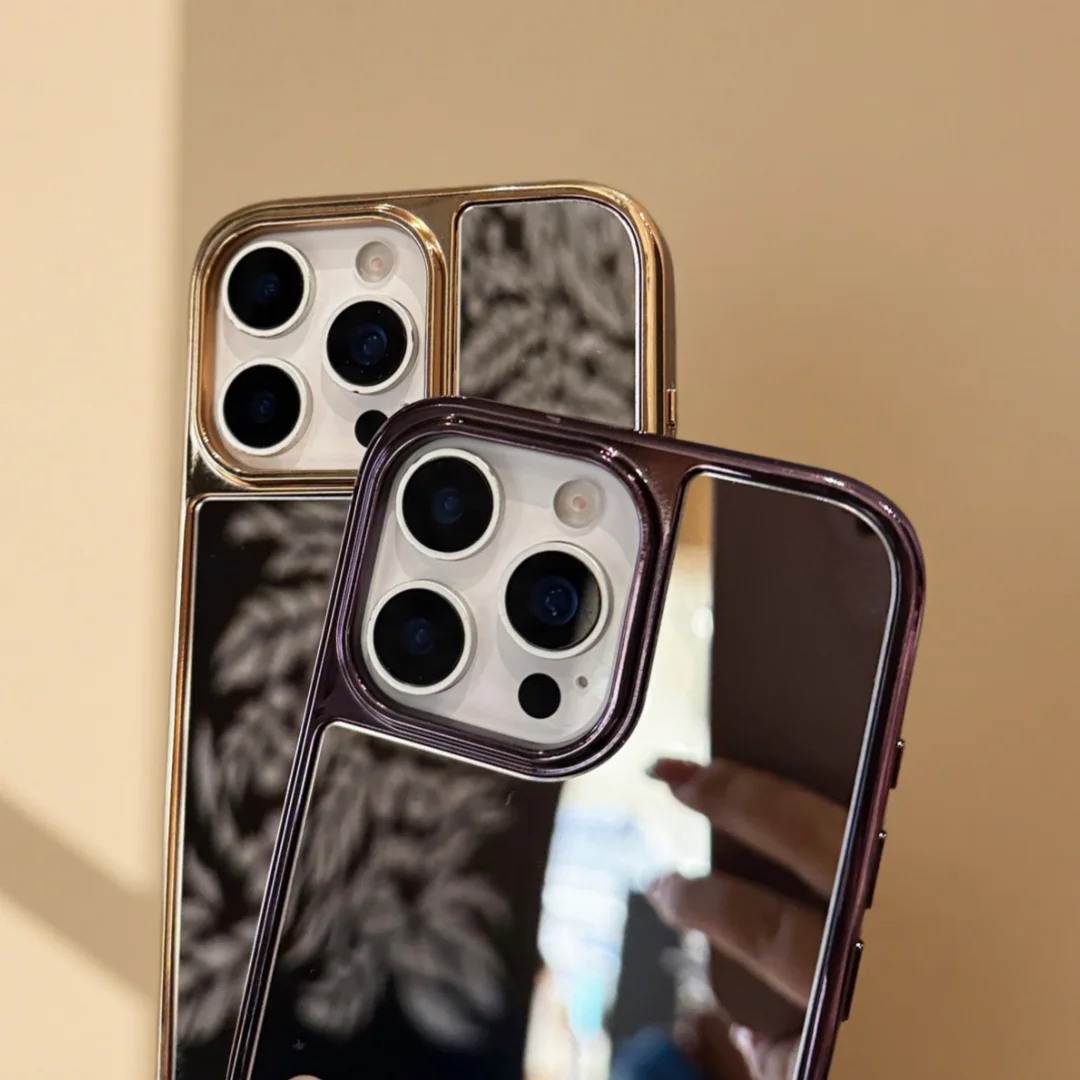 Funda de teléfono con espejo de maquillaje brillante galvanizada, funda protectora a prueba de golpes para iPhone 17 Air 16 15 14 13 12 11 Pro Max Plus 11 XR - imagen 4