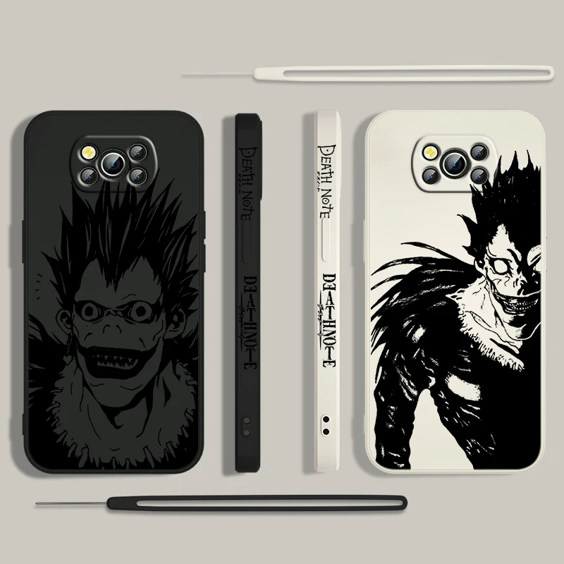 Funda de teléfono de Anime Death Note Ryuk para Xiaomi Poco, X4, X3, F4, NFC, M6, M4, M3, GT S Pro, 4G, 5G, cuerda líquida izquierda - imagen 2