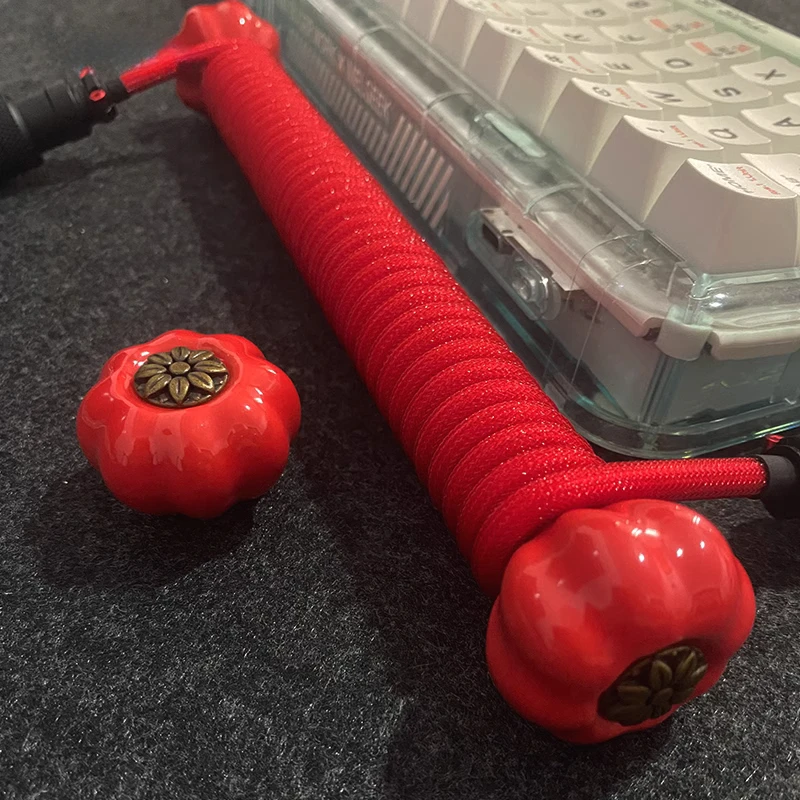 Cable de teclado en espiral tipo calabaza Original, 15CM, 18CM, carrete de varilla de peso, protección rodante, bobinado, varilla fija, poste de gestión de Color - imagen 3