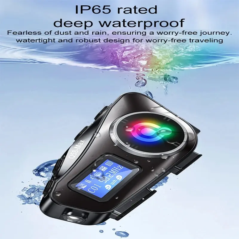 Q58-MAX Auriculares Bluetooth Casco Moto LED Impermeable - imagen 4