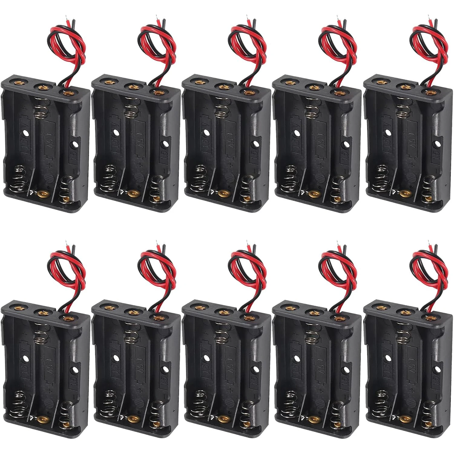 Soporte de batería AAA de 10 Uds., caja de alimentación de batería AAA de 3X 1,5 V, caja de plástico con cable aplicable para juguetes electrónicos, electrodomésticos remotos