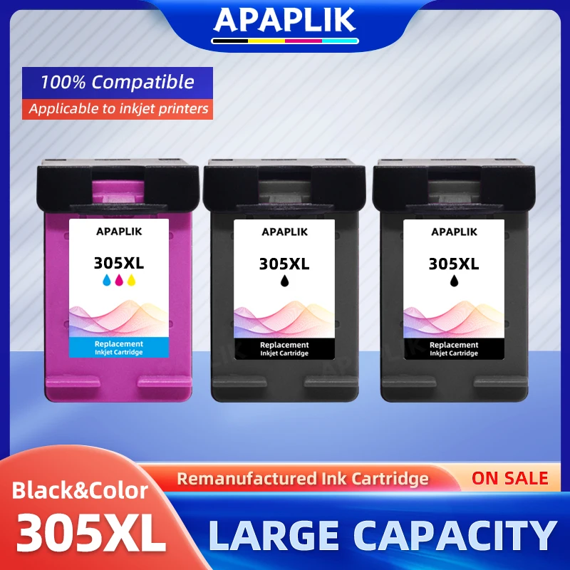 APAPLIK 305 XL para HP 305 XL para HP 305 cartucho de tinta remanufacturado para HP DeskJet Plus Series 4120 4121 4122 4130 4140 4152
