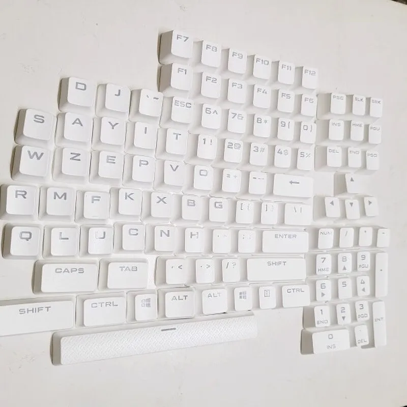 Teclas PBT blancas de 104 teclas para Corsair K70/K95/K63/K65 RGB/STRAFE RGB, teclas con retroiluminación, textura mate, resistentes al desgaste, versión estadounidense - imagen 4