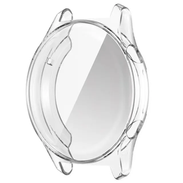 Un espejo de vidrio transparente con un marco plateado