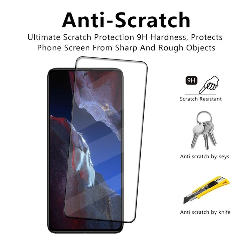 4 Uds para Poco F5 Pro vidrio Poco F5 Pro vidrio templado 9H HD cubierta protectora completa pegamento para Protector de pantalla Xiaomi Poco F5 Pro - imagen 3
