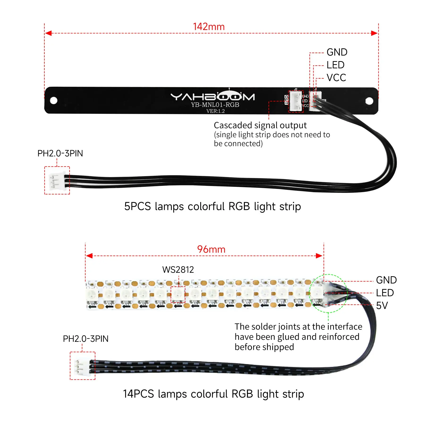5 uds 14 Uds lámpara programable RGB luz WS2812 PH2.0 interfaz para placa Microbit Pico ESP32 y Raspberry Pi - imagen 4