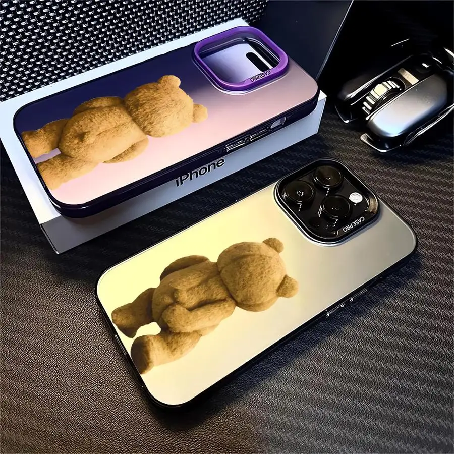 Funda trasera de oso de peluche para teléfono Apple iPhone 15 16 Plus 14 Pro 13 X XS Max 12 Pro 11 Pro Max XR 13 Pro Max, funda de lujo - imagen 2