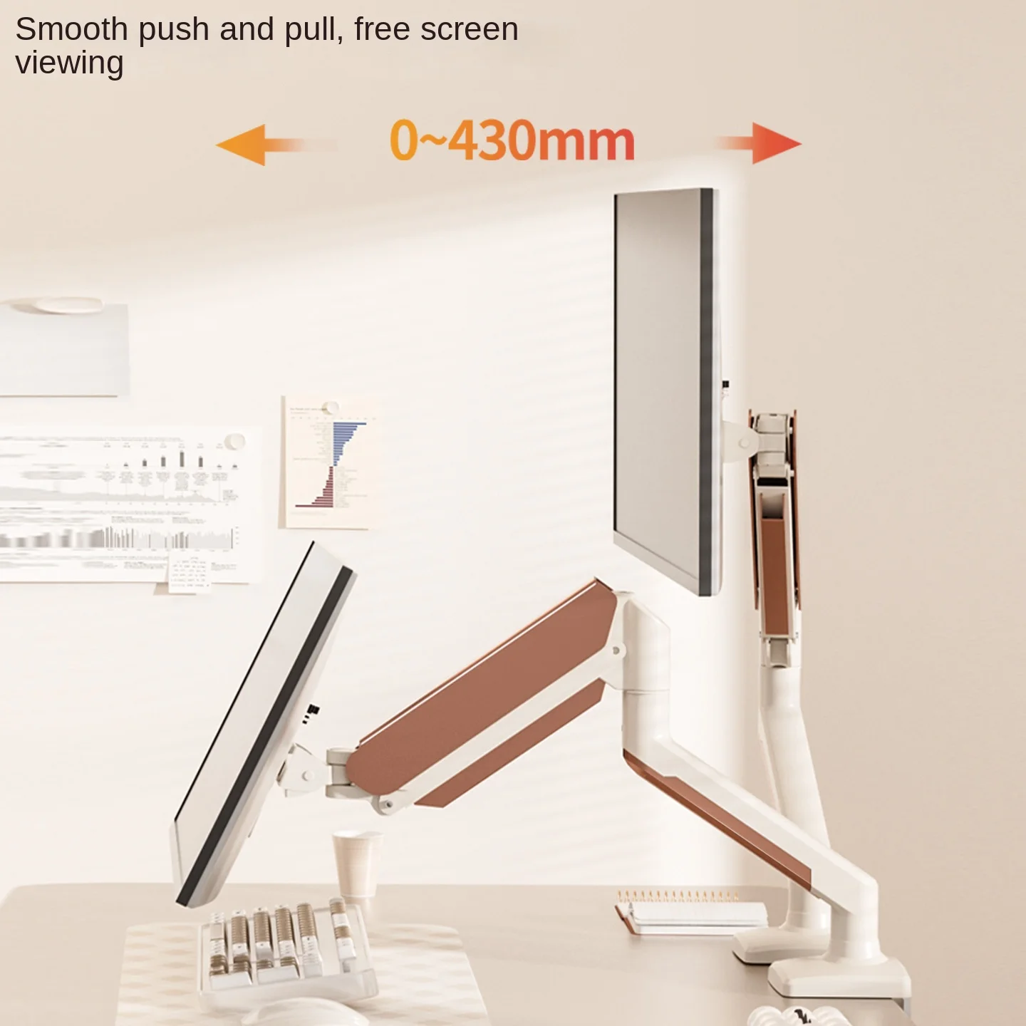 HILLPORT 17-35 "Soporte de brazo para Monitor de escritorio Resorte de Gas Soporte de montaje de movimiento completo Soporte de montaje para TV LCD LED Soporte para PC Rosa M1 - imagen 4