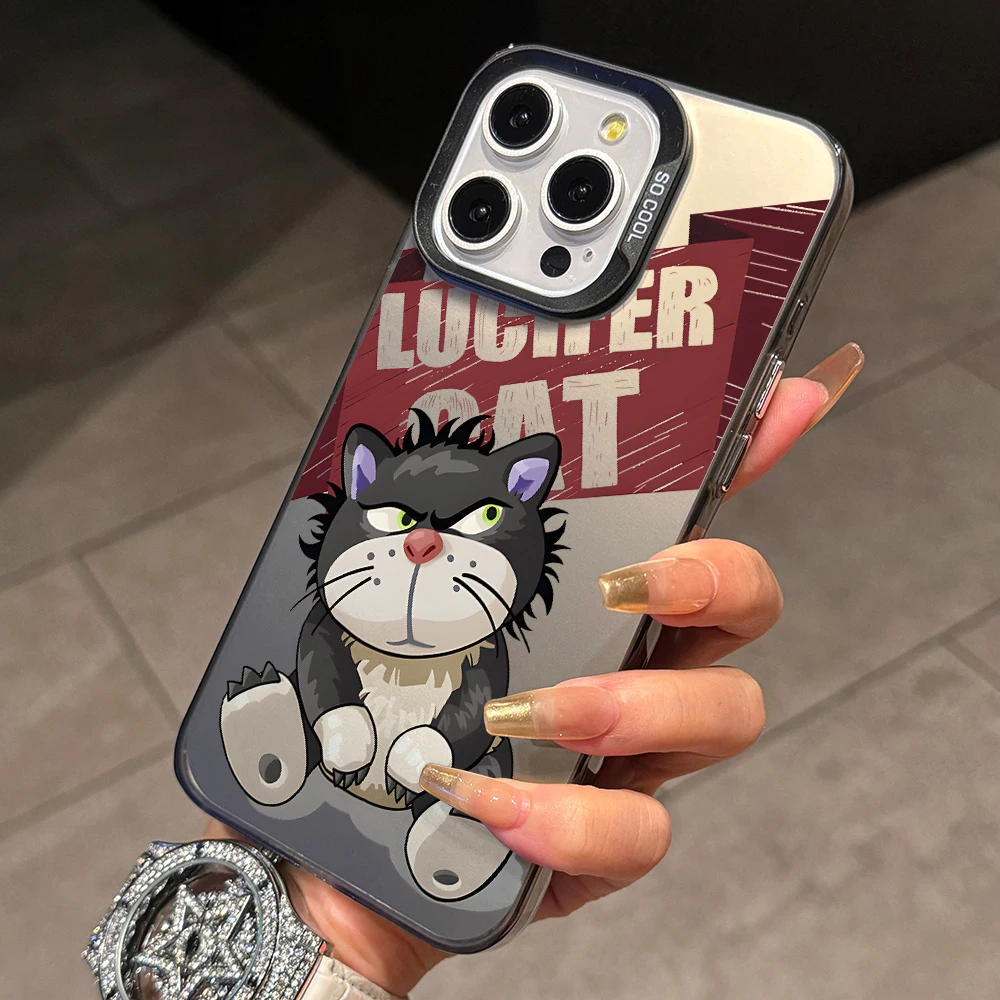 Funda de teléfono Caroon Lucifer Cat para Apple iPhone 17 Air 16 16e 15 14 Plus 13 12 11 iPhone17 Pro Max X Xs XR 8 cubierta dura mate - imagen 3