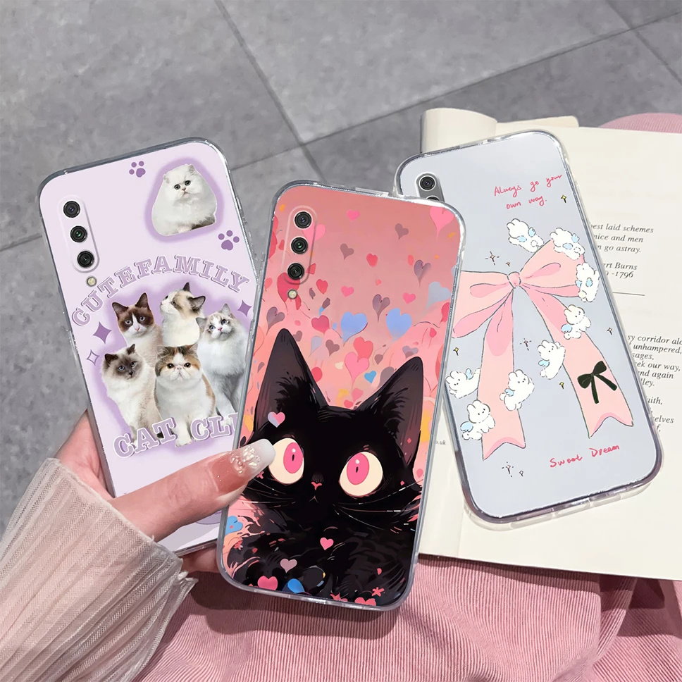 Para Xiaomi Mi CC9 Pro CC9E / Mi A3 Lite funda de teléfono encantadora funda de silicona transparente de TPU suave de dibujos animados para Xiaomi CC 9/A 3Lite parachoques - imagen 3