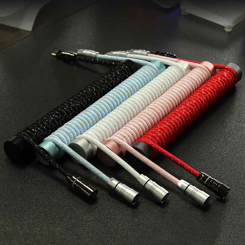 Hiomu-Cable en espiral para teclado mecánico, conector de aviador de Metal desmontable, conector de aviación de carga, accesorios para teclados - imagen 2
