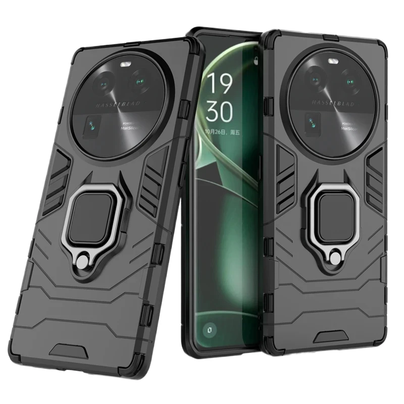 Funda trasera de teléfono para OPPO Find X6 Pro 5g, armadura a prueba de golpes, anticaída, soporte de anillo de Metal, protección magnética, fundas Coque - imagen 2