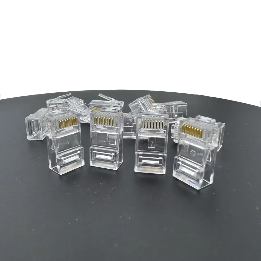 100 Uds RJ45 Cat6/Cat5e conectores Crystal End 8P8C engarzado UTP estándar red Ethernet enchufe Modular sin paso a través - imagen 5