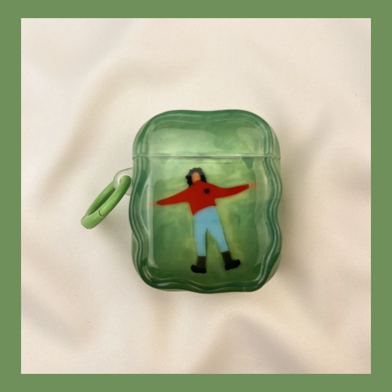 Funda para auriculares creativa con pintura al óleo plana tumbada para césped para Airpod 1/2/3/4 generación auriculares inalámbricos Bluetooth funda blanda - imagen 4