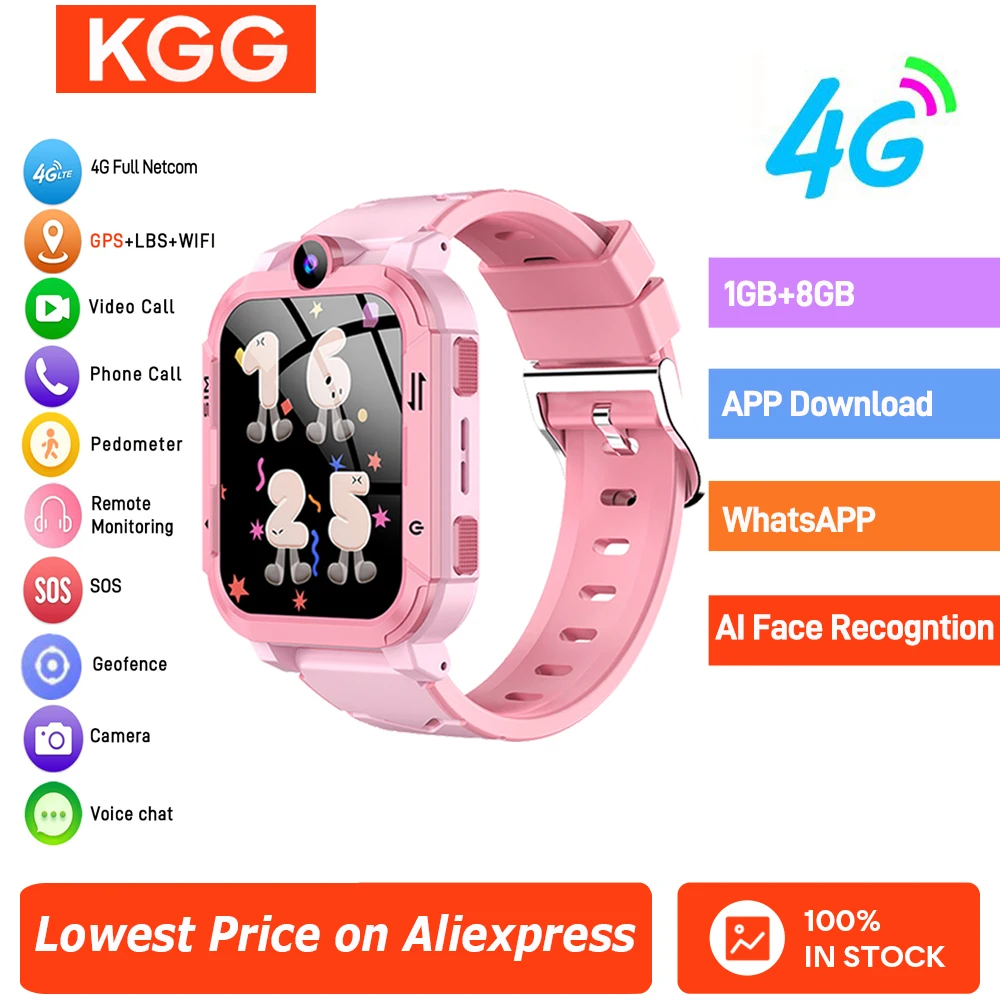 Reloj inteligente 4G para niños, 1 + 8GB, GPS, WiFi, rastreador, ubicación, videollamada, llamada SOS, Monitor trasero, reloj de teléfono, reloj inteligente, regalos para niños y niñas