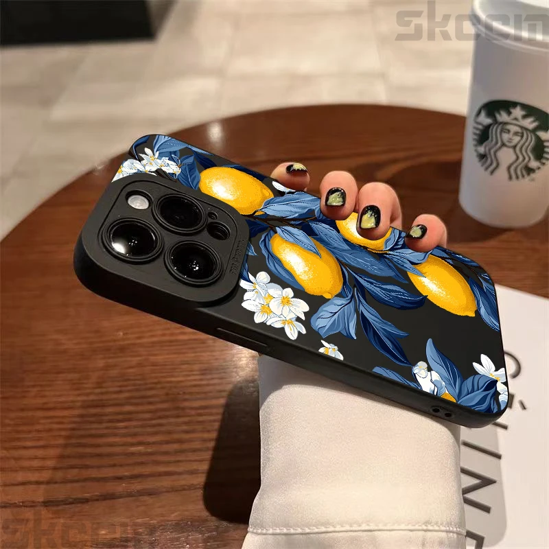 Funda de teléfono de silicona con diseño de fruta y limón para iPhone 16 16E 15 14 13 12 11 Pro Max X XS Max XR 7 8 15 16 Plus, funda suave - imagen 3
