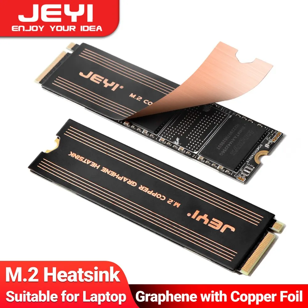 JEYI-disipador de calor SSD M.2 de lámina de cobre de grafeno, radiador SSD NVMe NGFF 2280, Enfriador de grafeno para ordenador portátil, PC, PS5, unidad 2280, 2 paquetes - imagen 2
