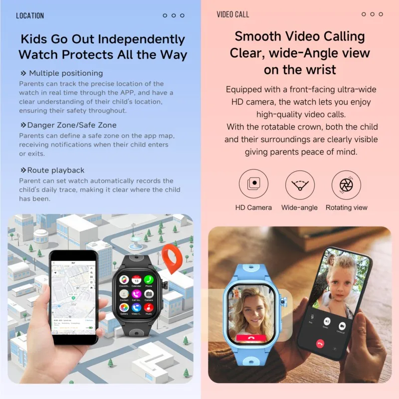 Reloj de teléfono inteligente 4G para niños, 2,0 pulgadas, 2 + 16G, aplicación de descarga, GPS, WIFI, cámara de videollamada, reloj inteligente para niños, Monitor, rastreador de ubicación - imagen 4