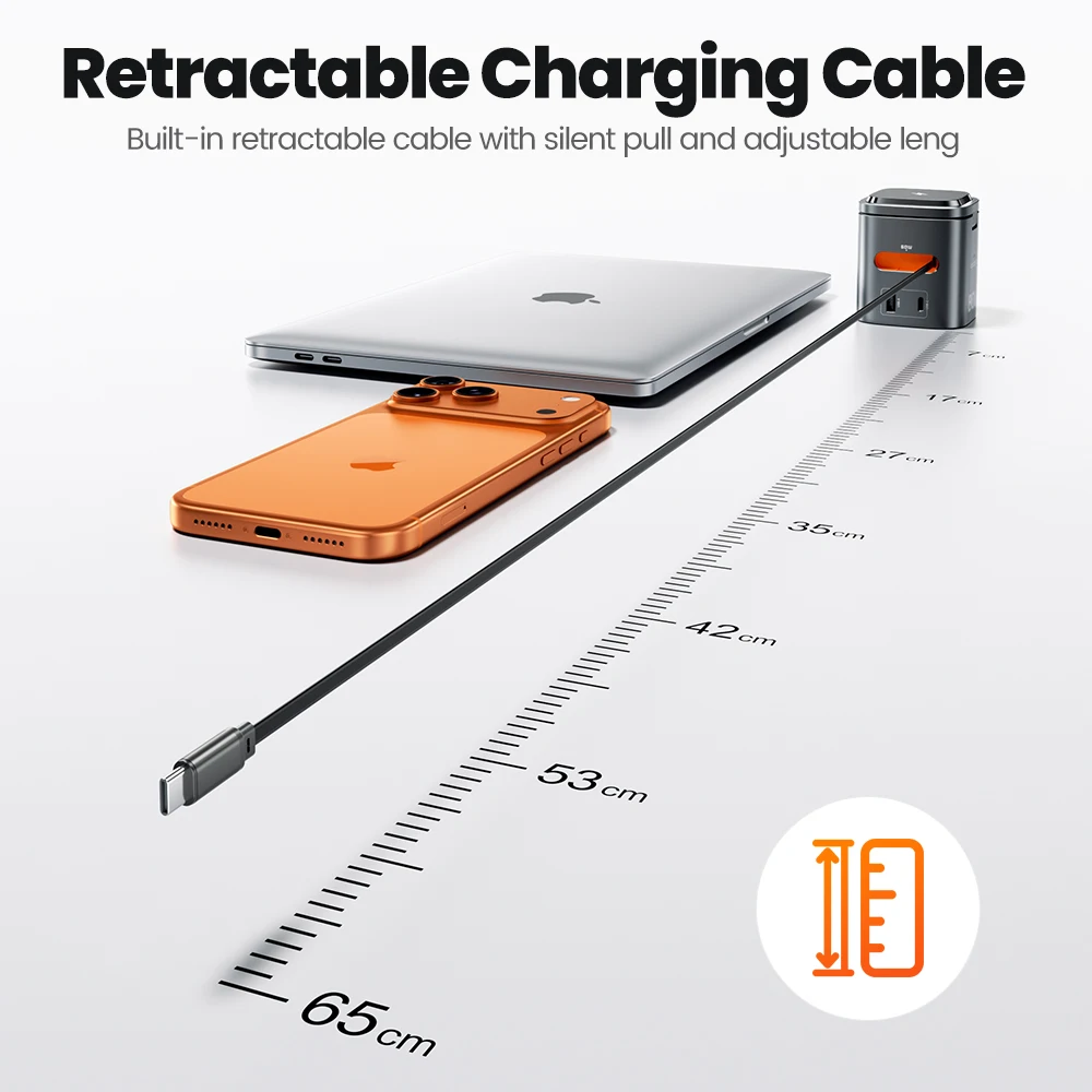 Toocki 80W 6-en-1 Estación de carga GaN tipo C PD 65W adaptador inalámbrico de cargador rápido retráctil para iPhone 16 17 iWatch AirPods - imagen 4