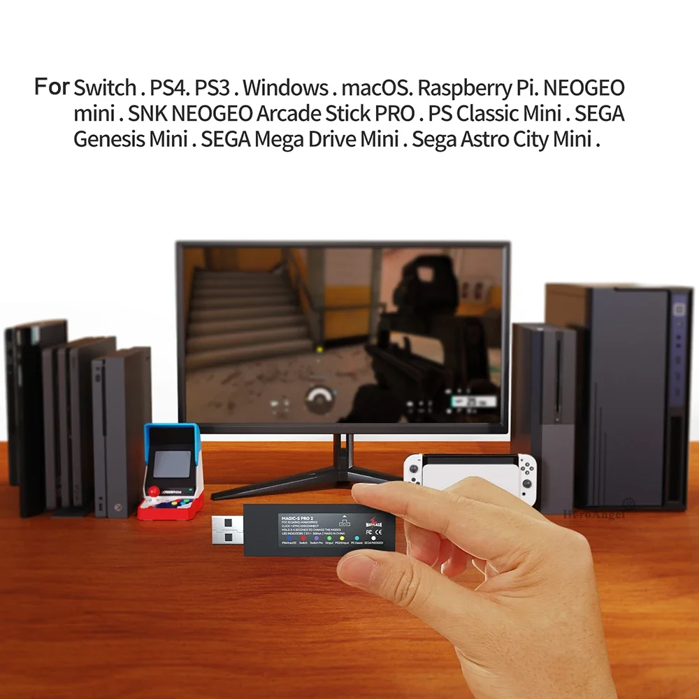 Adaptador inalámbrico Mayflash Magic S Pro 2 para PS4/PS3/Xbox Series X, convertidor adaptador de controlador para Nintendo Switch/NEOGEO MINI - imagen 2