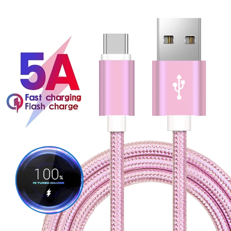 Cable de carga rápida USB tipo C para Samsung S23 A55 A35 Xiaomi Redmi Note 13 POCO X5 Huawei Nova 11 Realme iQOO Cable trenzado 3m