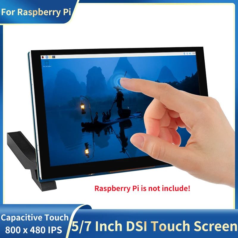 Raspberry Pi Pantalla táctil DSI de 5/7 pulgadas Pantalla IPS de 800x480 con soporte Interfaz DSI MIPi Ajuste completo para Raspberry Pi 5/4/3