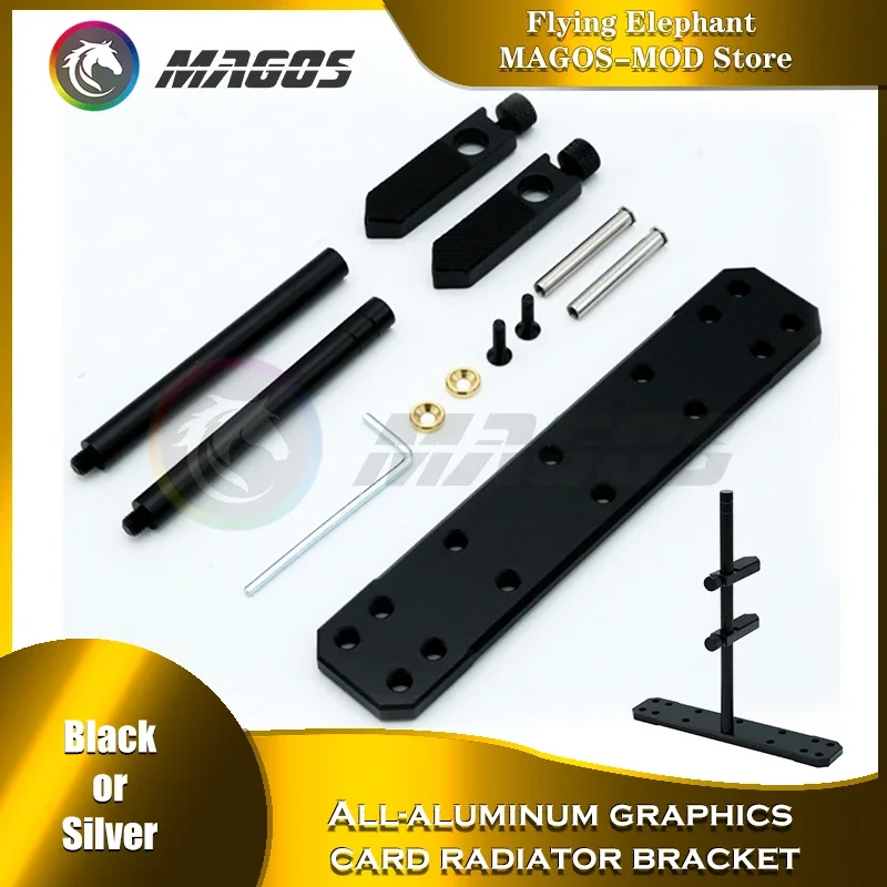 Soporte para tarjeta gráfica de aleación de aluminio, montaje de posición del ventilador de 12 cm/14 cm para caja de panel de vidrio transparente lateral universal