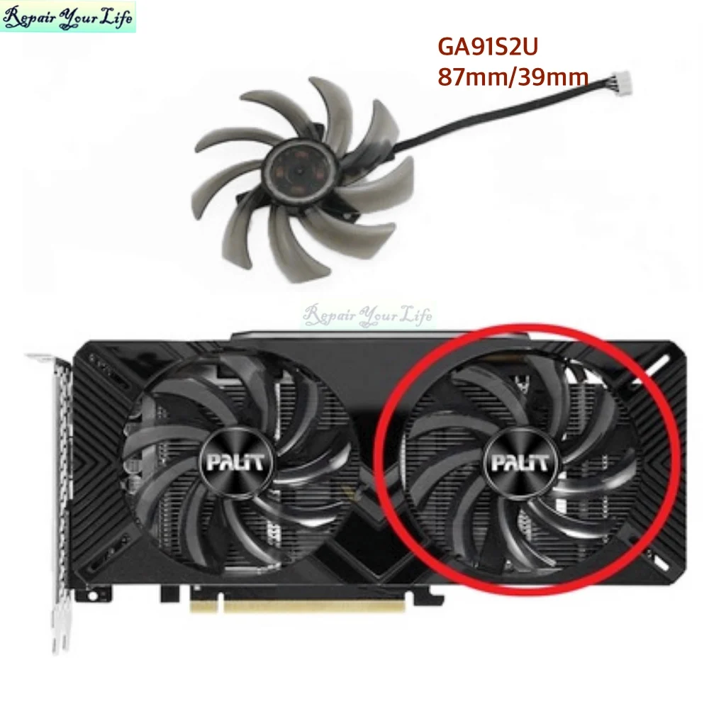 GA91S2U 87mm tarjeta de vídeo gráfica de ordenador GPU ventilador de refrigeración para EMTEK/PALIT RTX2060 2060S 2070 DURA VGA ventilador de refrigeración radiador 4 pines - imagen 4