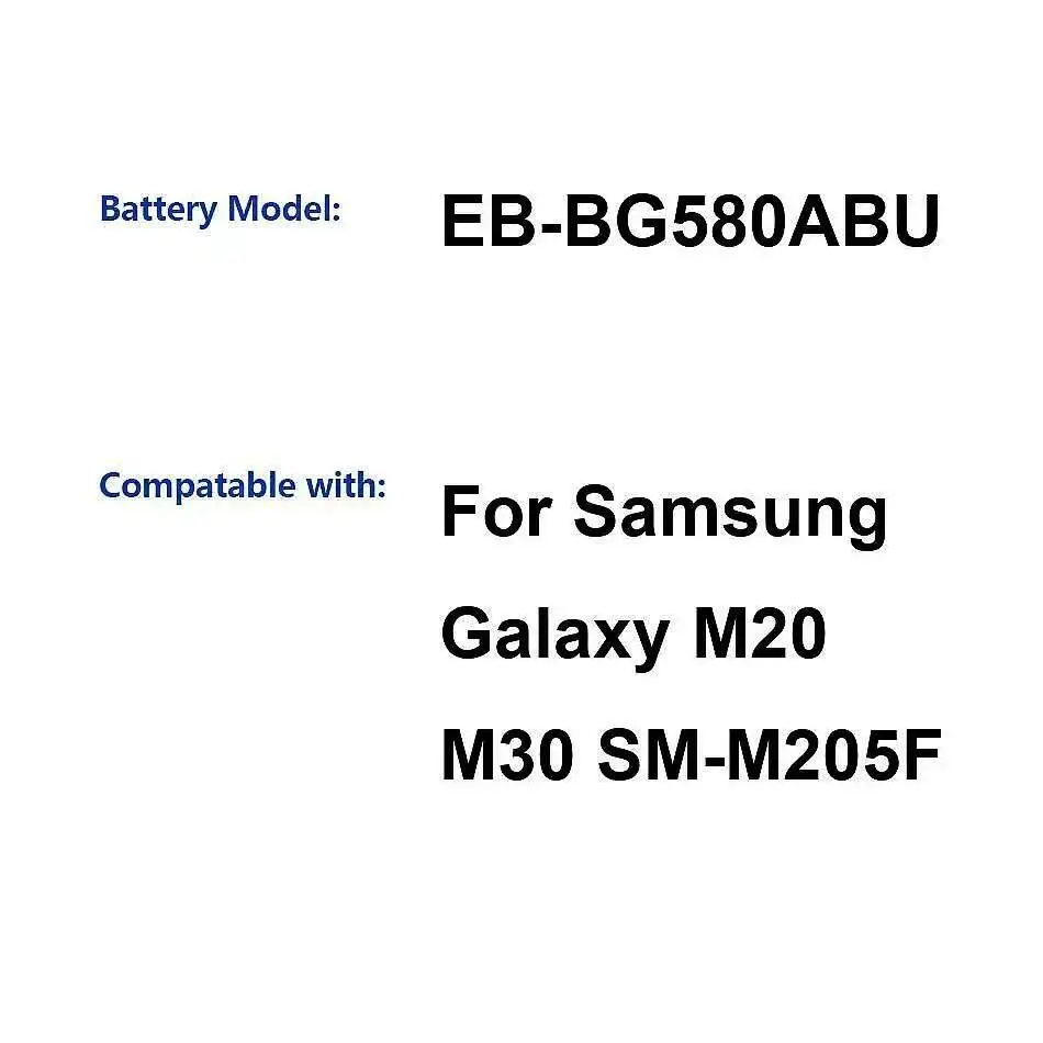 EB-BG580ABU de la batería del teléfono móvil de la capacidad 5000Mah para Samsung Galaxy M20 M30 SM-M205F