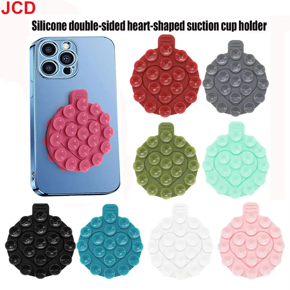 Soporte de teléfono de silicona adhesivo de doble cara con respaldo de corazón de amor, soporte de teléfono perezoso con ventosa fuerte, almohadilla fija, nuevo, 1 piezas