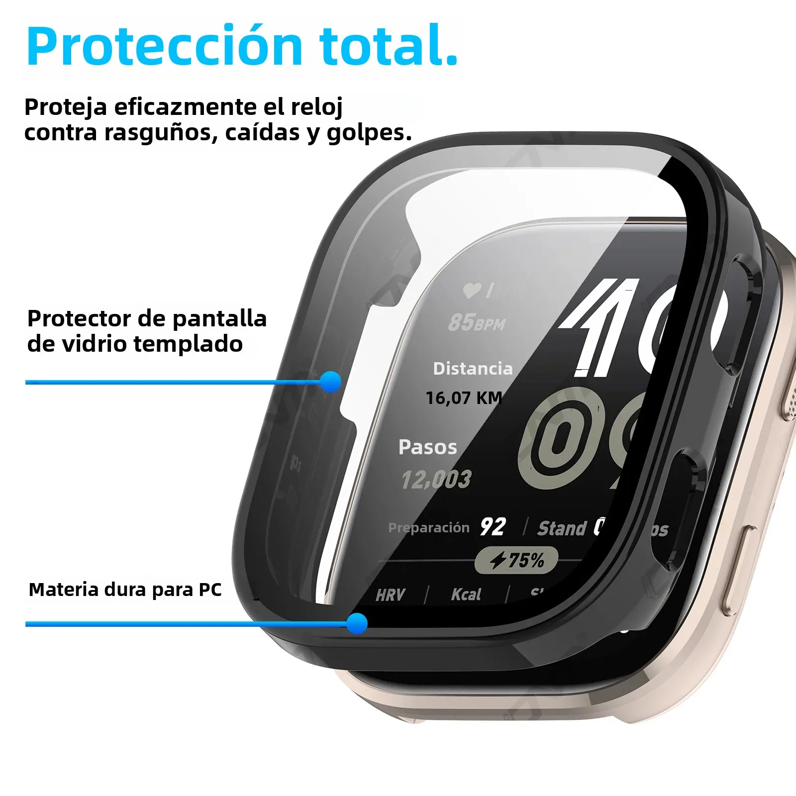 Vidrio + funda para Amazfit Bip 6 Protector de pantalla de vidrio templado y parachoques protector de PC duro para accesorios Amazfit Bip6 - imagen 2