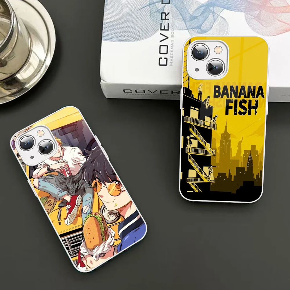 Funda de teléfono clásica de Anime BANANA FISH de vidrio templado para Iphone 14 13 12 11 Pro Mini XS MAX 14Plus X XS XR Fundas